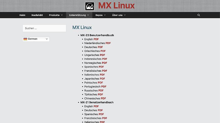 Für MX Linux gibt es ausführliche Handbücher in vielen Sprachen.