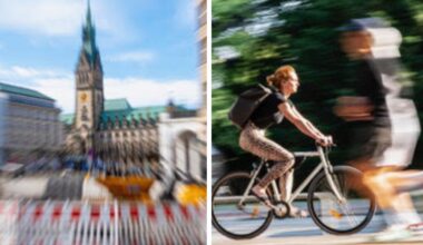 Vier Fotografierende präsentieren eine Ausstellung über Bewegung in der Stadt Hamburg. Fotos: Alfons Federspiel & Christiane Schröder