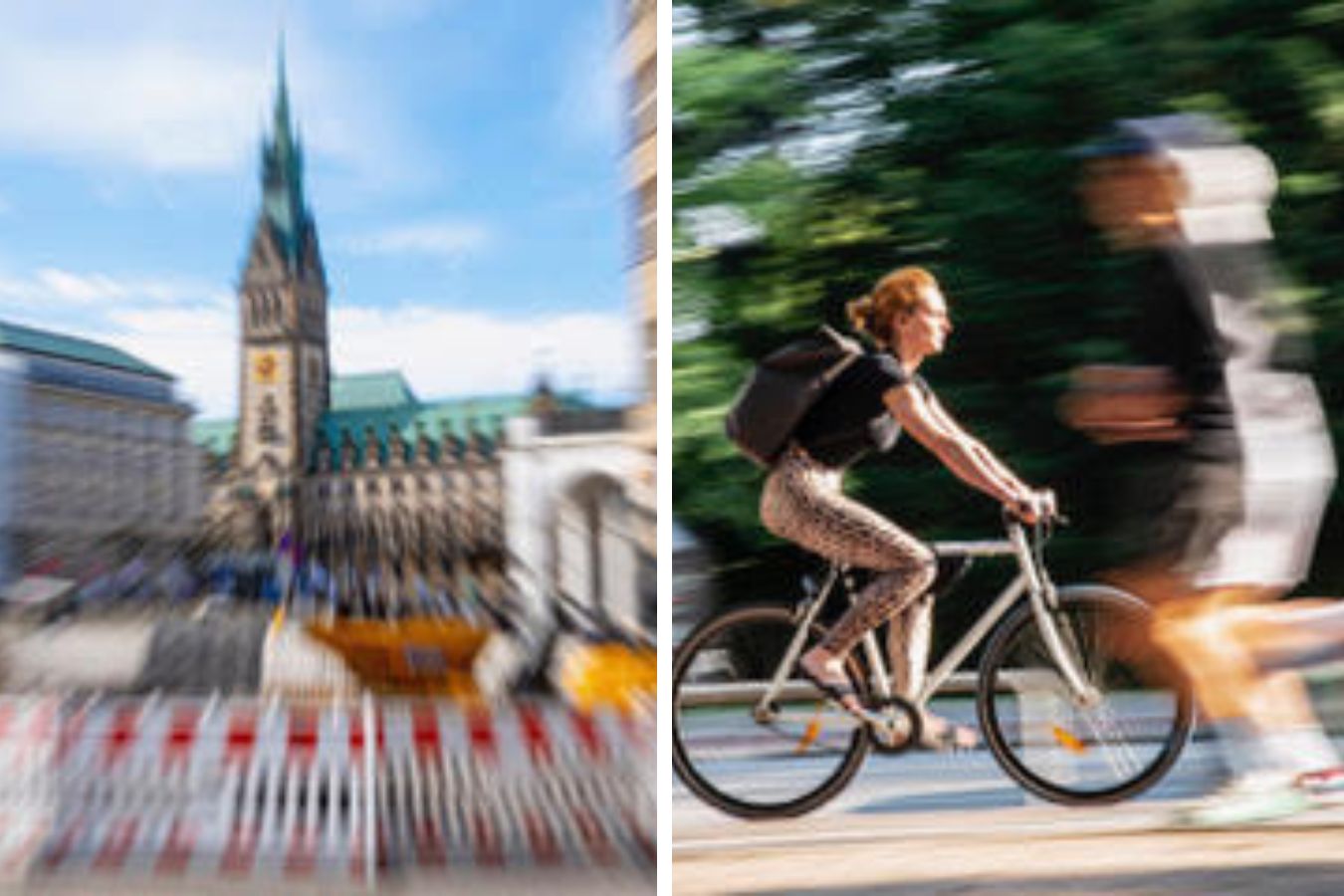 Vier Fotografierende präsentieren eine Ausstellung über Bewegung in der Stadt Hamburg. Fotos: Alfons Federspiel & Christiane Schröder