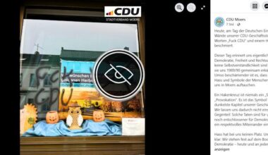 Büros von CDU, SPD und Die Linke mit Hakenkreuzen und "Fuck-Parolen" beschmiert