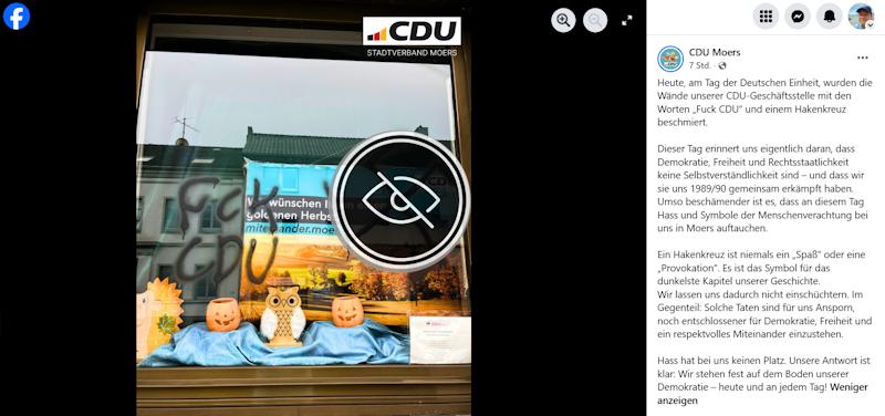 Büros von CDU, SPD und Die Linke mit Hakenkreuzen und "Fuck-Parolen" beschmiert