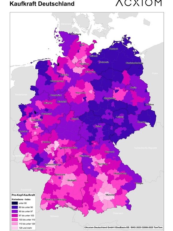 Frankfurt am Main - Das Customer Intelligence-Unternehmen Acxiom analysiert jährlich die regionalis