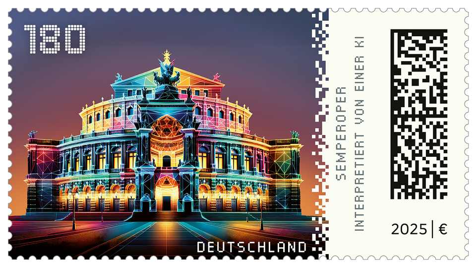 KI gestaltet Sonderbriefmarke von Dresdner Semperoper