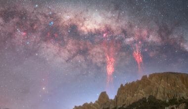 Naturfotografen sichten seltene „Rote Kobolde“ über Neuseelands Himmel