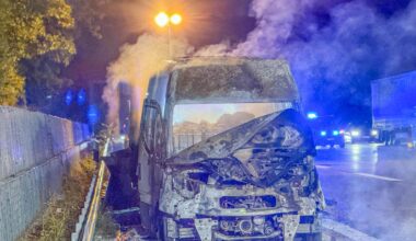 Sprinter brennt auf A5 aus – Sperrung bis zum Morgen