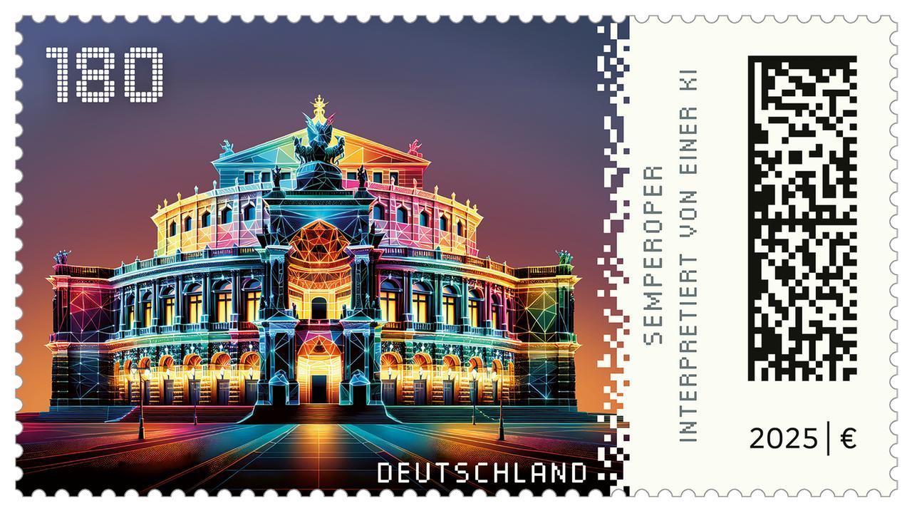 Sachsen: KI gestaltet Sonderbriefmarke von Semperoper in Dresden