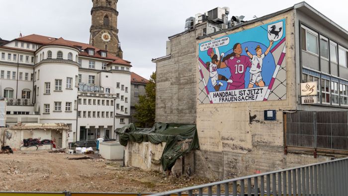 Handball-WM in Stuttgart: Kunst am Benko-Loch – Plakat wirbt für Spiele in der Porsche-Arena