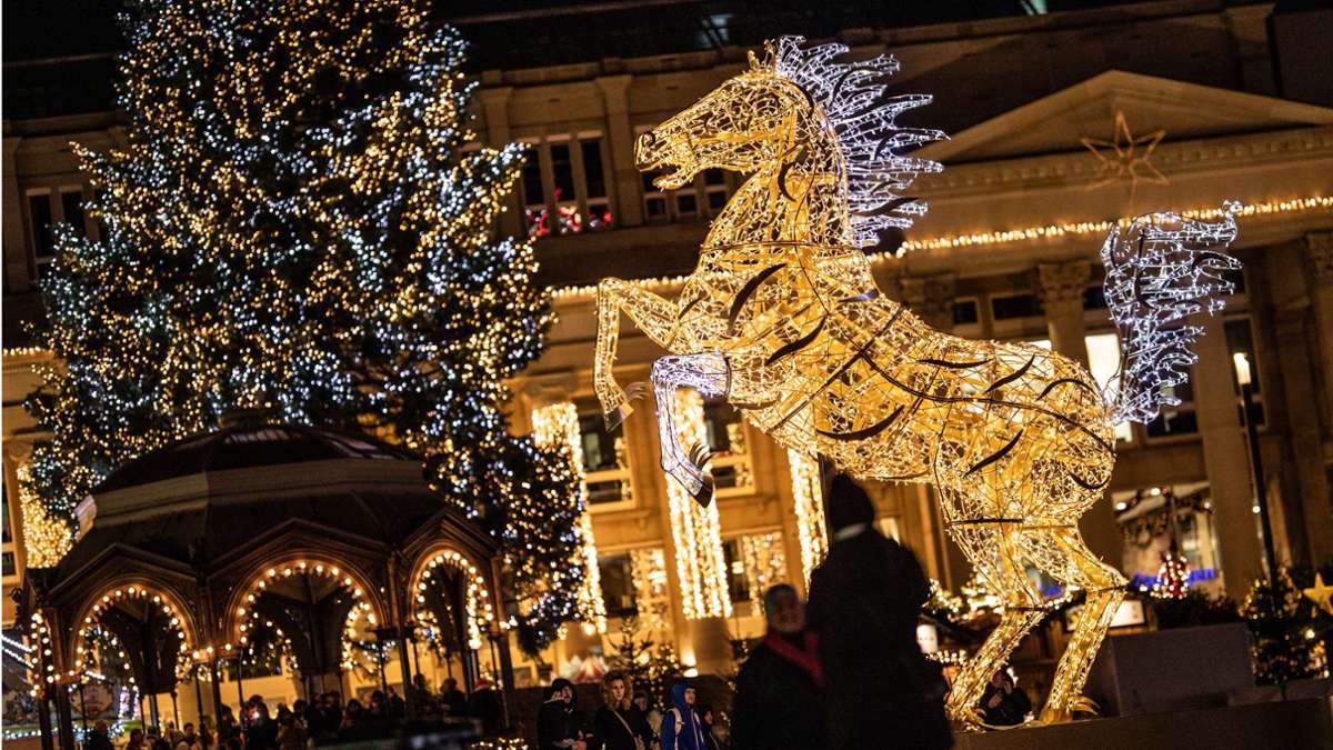 Stuttgarter Schlossplatz: Weihnachtszeit wird dunkler: Die Lichtskulpturen leuchten dieses Jahr nicht