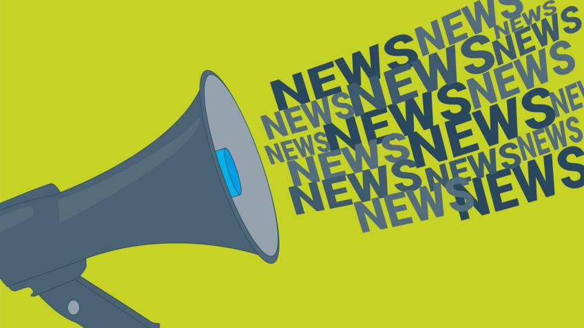 Online-Schlagzeilen sind in den letzten 20 Jahren länger und negativer geworden und zielen zunehmend auf Klickzahlen ab. Illustration: Ein Megafon schallt die Worte "News"