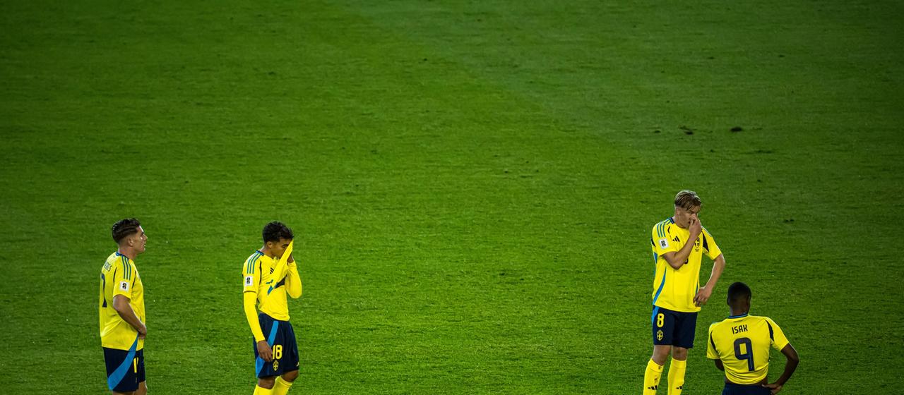 Enttäuschte Schweden nach dem Gegentreffer | IMAGO / Bildbyran Enttäuschte Schweden nach dem Gegentreffer
