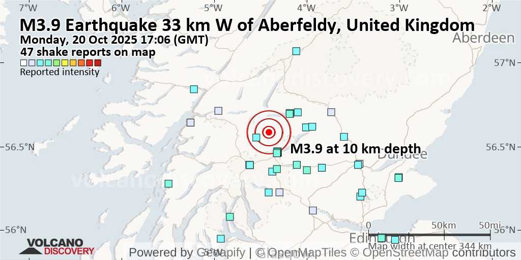 Leichtes Erdbeben der Stärke 3.9