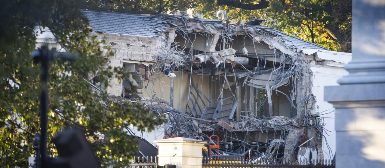 Abrissarbeiten am Ostflügel des Weißen Hauses in Washington
