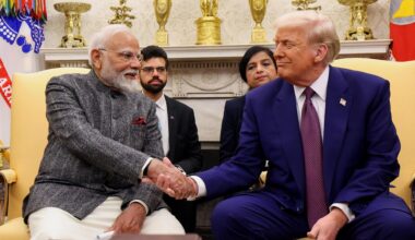 US-Präsident Donald Trump trifft sich mit dem indischen Premierminister Narendra Modi im Weißen Haus in Washington DC.