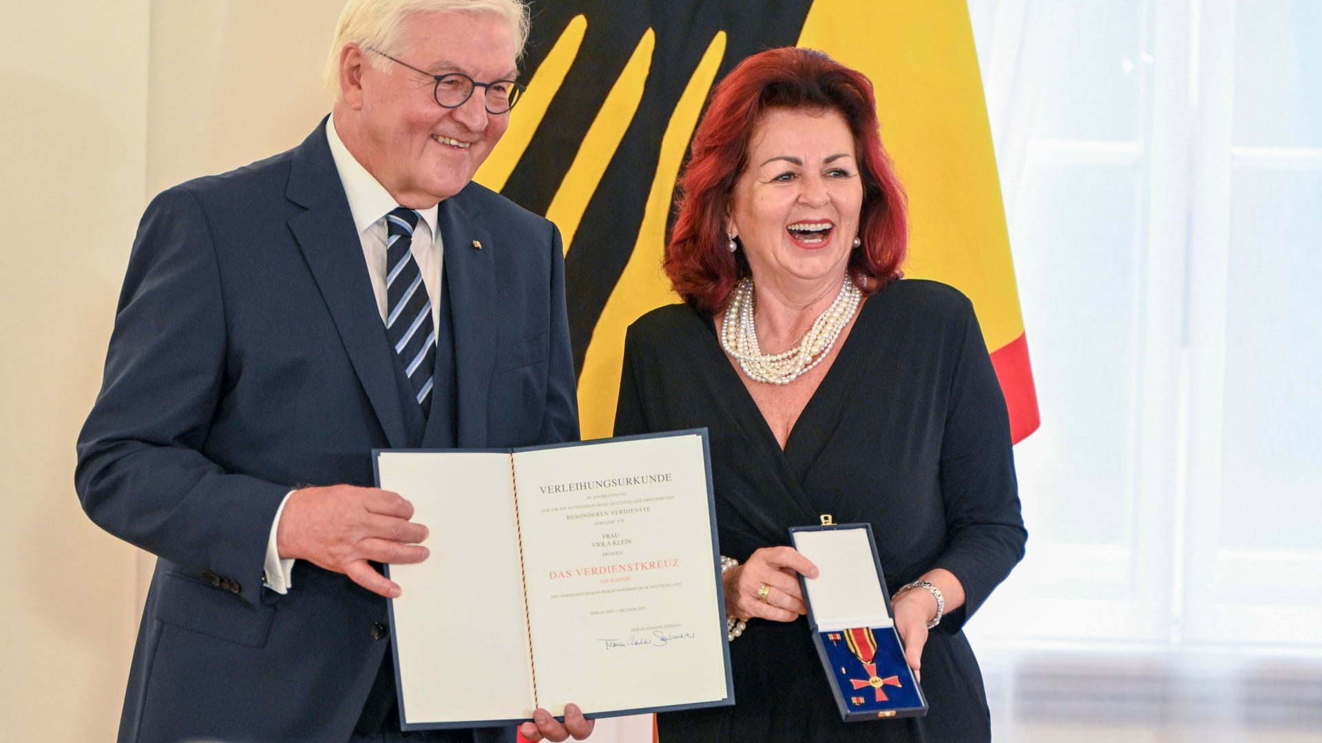 Viola Klein bei der Verleihung am Mittwoch im Schloss Belevue: