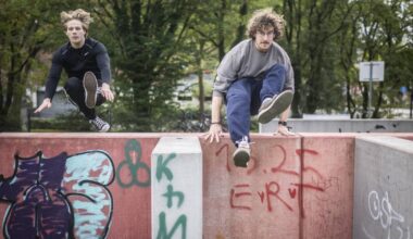 Ben Albert und Sebastian Benner trainieren beim Hellerhofer SV Parkour