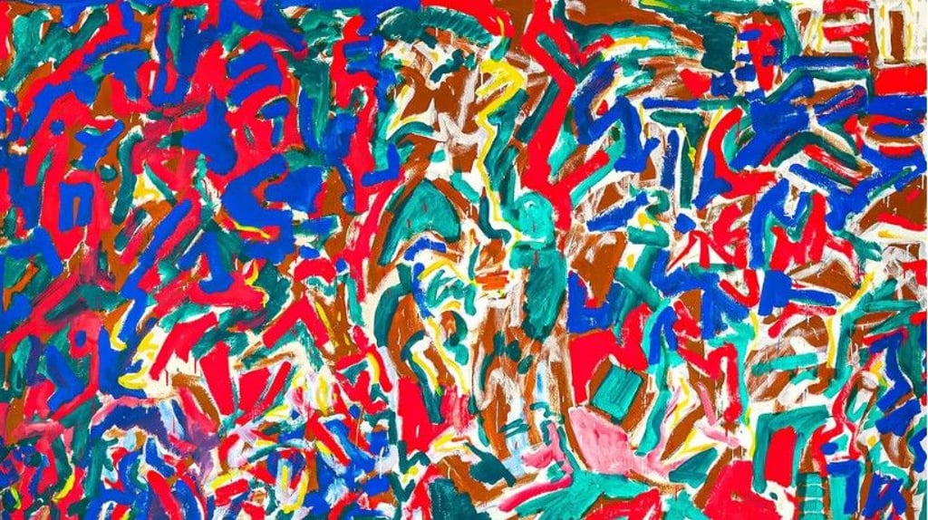 Penck-Gemälde „Der höchst geniale Wanja kommt in höchst geniale Höchstform“ (Ausschnitt)