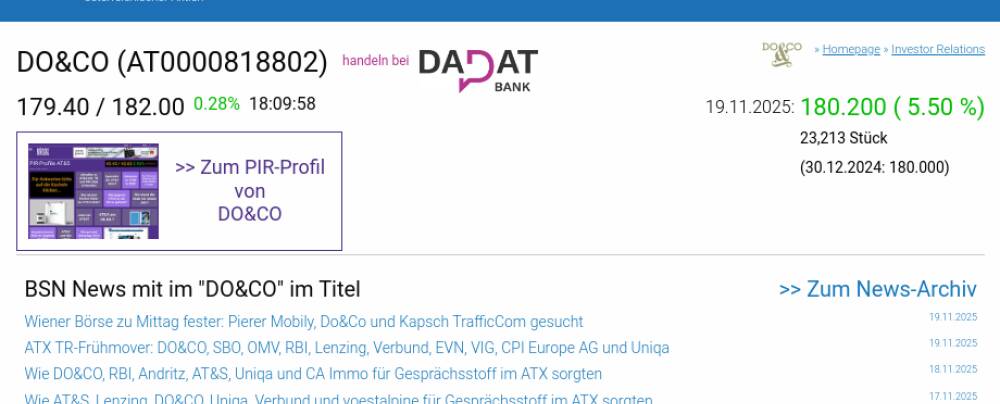 Wie DO&CO, Wienerberger, Porr, CPI Europe AG, CA Immo und Verbund für Gesprächsstoff im ATX sorgten