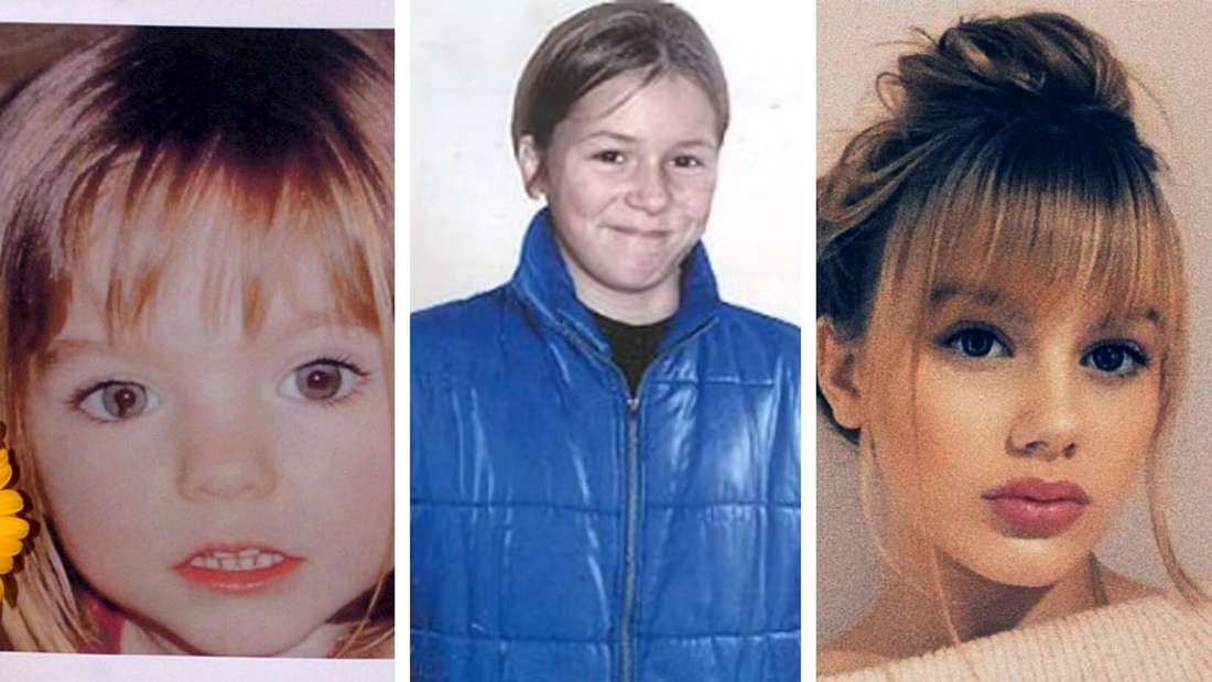 Dreigeteilte Montage: Fahndungsfotos von Maddie McCann, Sandra Wißmann und Rebecca Reusch.