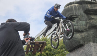 Mountainbike-Profi Lukas Knopf ist erneut mit seiner eigenen Show in der Messe Chemnitz zu Gast