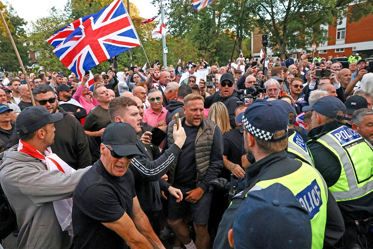 Demonstranten in Epping