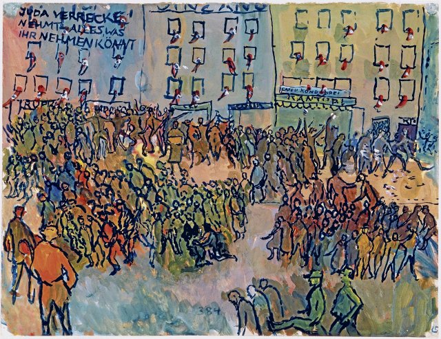 Das Gemälde »Kristallnacht« der Künstlerin Charlotte Salomon (1940)