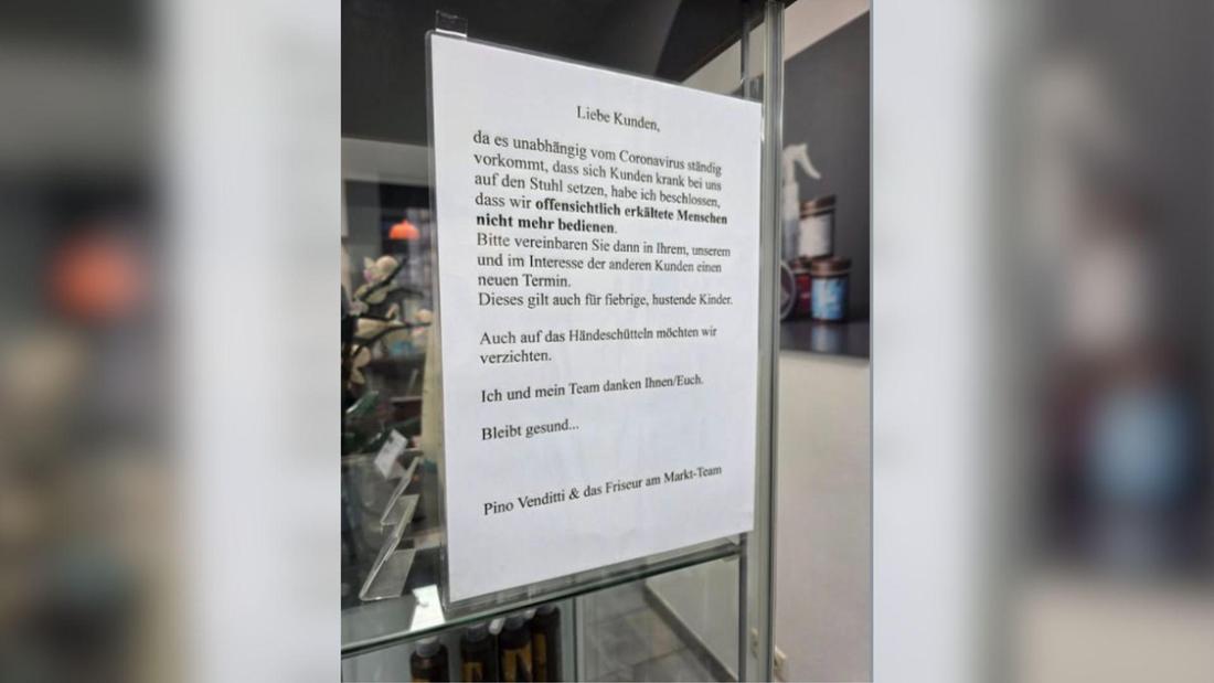 Ein Friseur bittet Kunden, nicht krank zu erscheinen und löst eine heftige Diskussion aus.