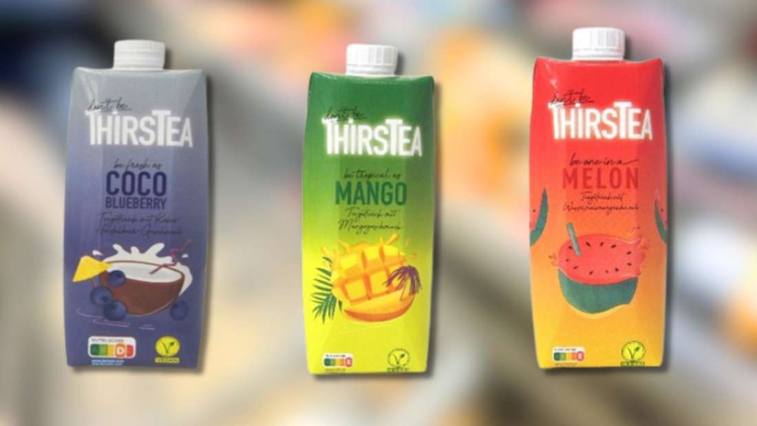3 Sorten des Thirstea-Eistees: Coco Blueberry, Mango und Melon