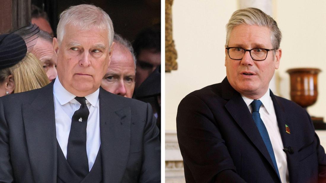 Der in Ungnade gefallene Andrew, daneben Premierminister Keir Starmer.