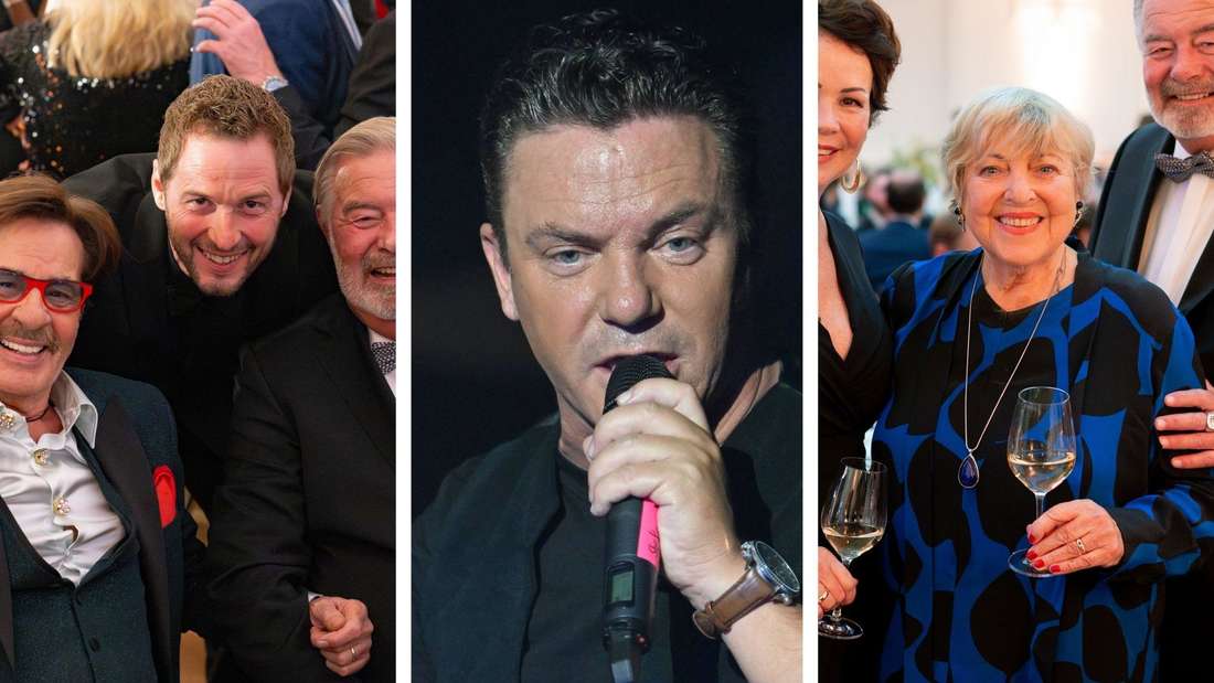 TV-Entertainer unter sich: Jörg Dräger, Harry Wijnvoord, Dieter Könnes (l) feierten die Wein-Gala im Ahrtal ebenso wie Lindenstraßen-Star Marie-Luise Marjan (r). Nur Stefan Mross sagte kurzfristig ab (mitte).