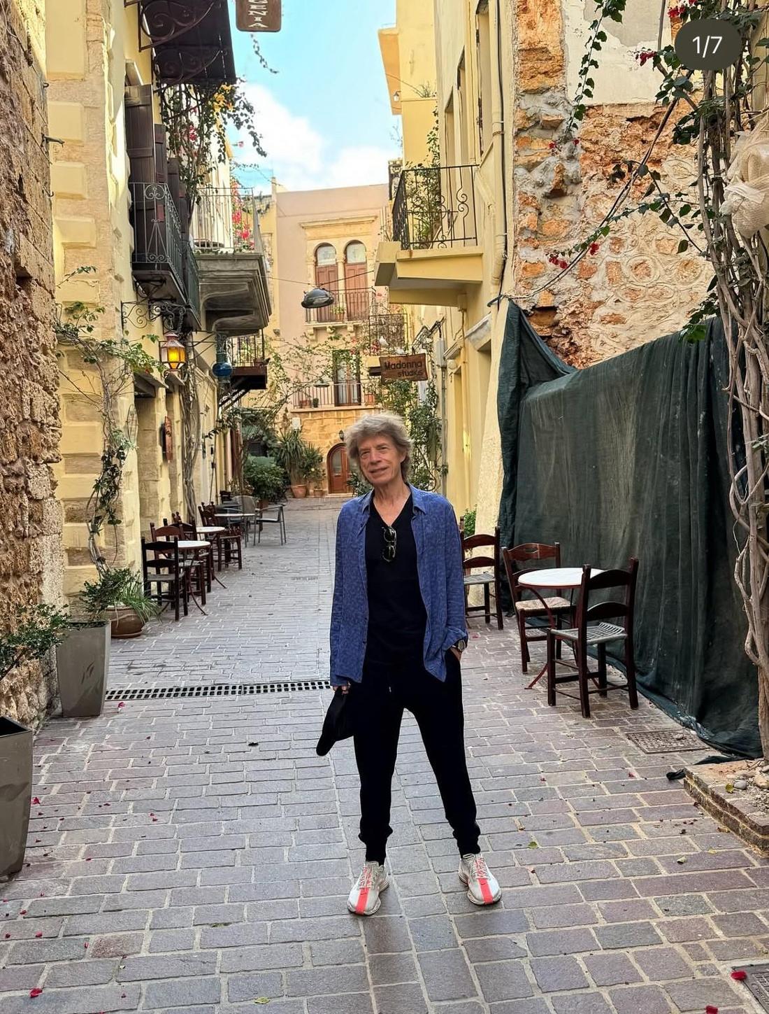 Mick Jagger vorige Woche im Urlaub auf Kreta.