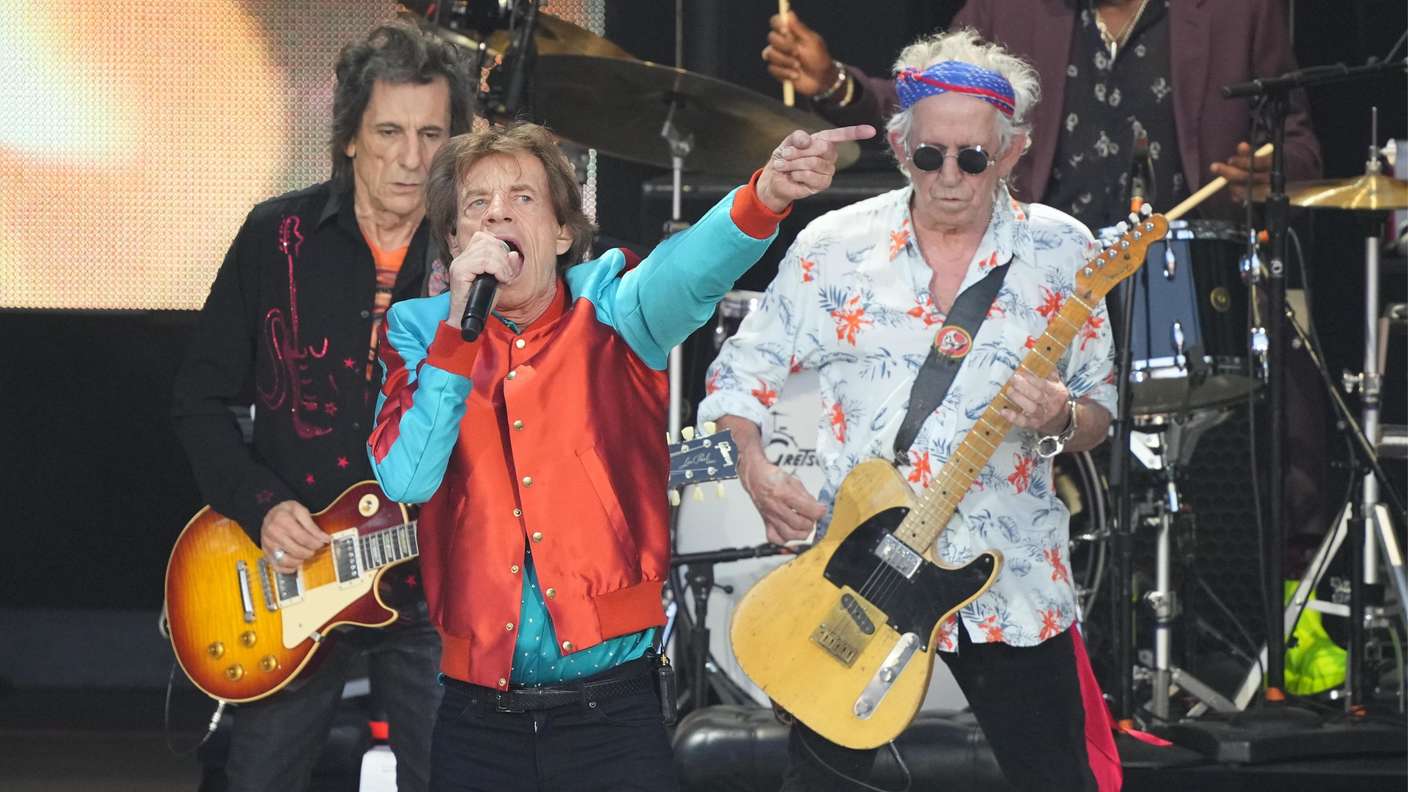 Rüstig auf der Bühne: (v. li.) Ronnie Wood, Mick Jagger und Keith Richards.