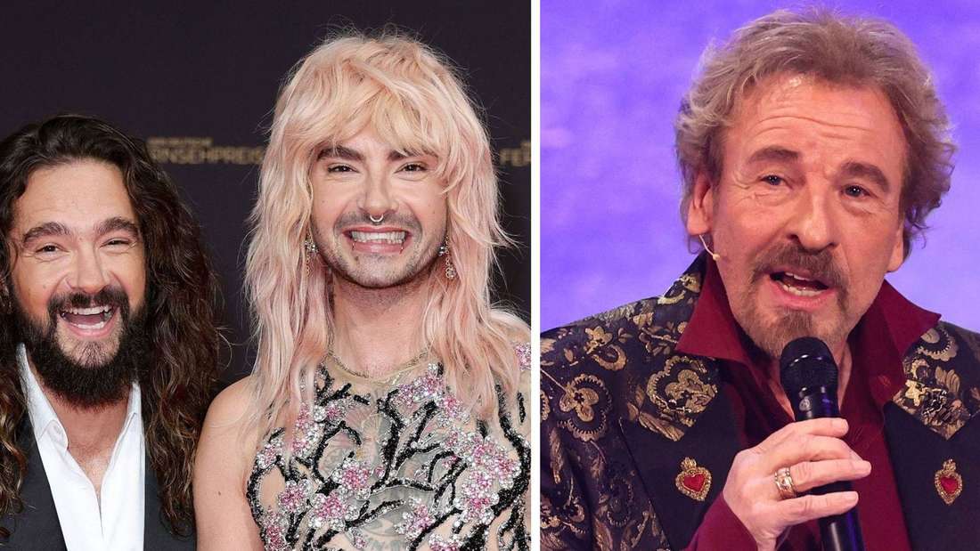 Bill und Tom Kaulitz / Thomas Gottschalk - Tom Kaulitz (links) und sein Bruder Bill (Mitte) haben Thomas Gottschalk bei seinem kontroversen Auftritt ausgebuht.