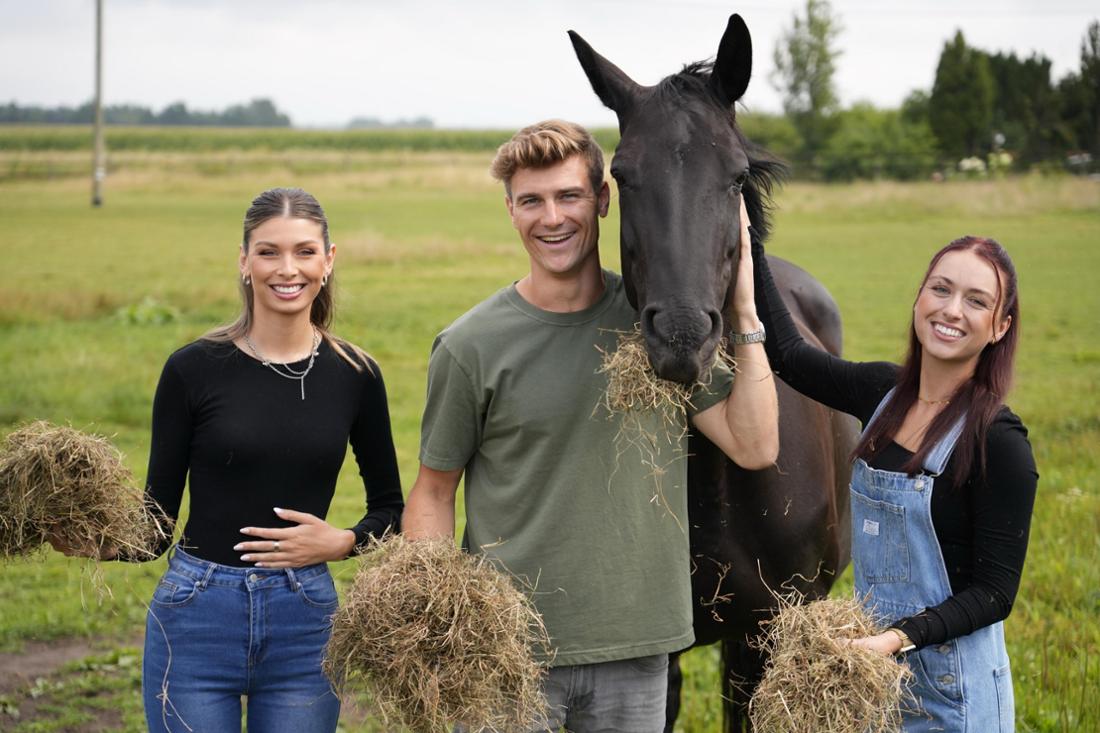Die beiden Kandidatinnen Selina (links) und Laura machten sich in der fünften Folge von „Bauer sucht Frau“ mit den Pferden auf dem Hof der Familie Dieckmann vertraut.