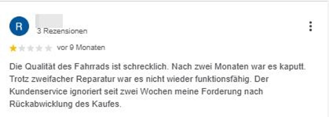 Google rezension Sushi Bikes