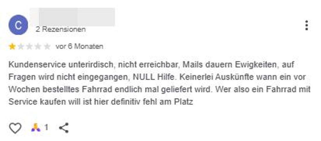 Google rezension Sushi Bikes