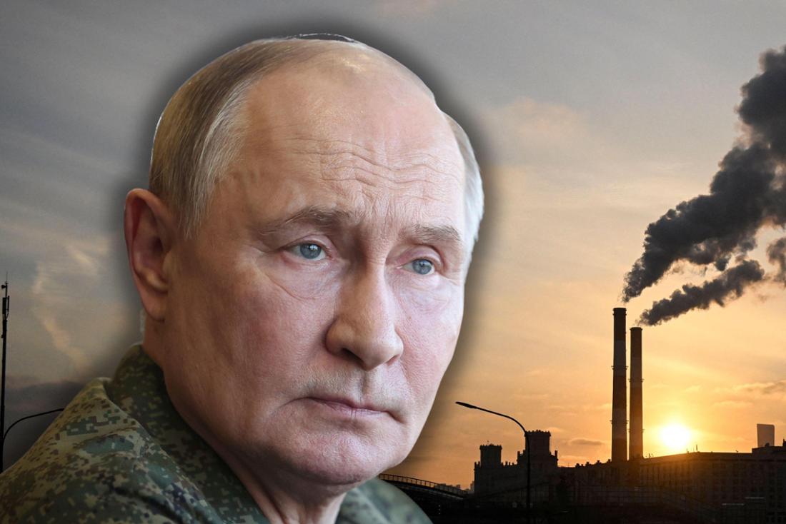 Wladimir Putin vor einem russischen Kraftwerk.