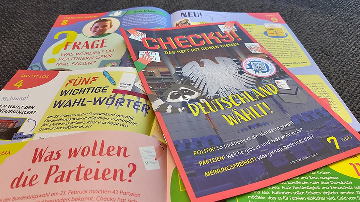 Die Kinderzeitung CHECKY! erklärt Kindern auch politische Themen wie die Bundestagswahl.