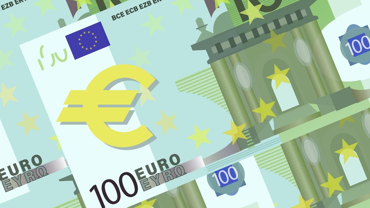 100 Euro bill. Cash. Euro background. Five hundred euro banknotes Design for a poster, article, business project, textiles. Vector illustration. 100 Euro bill. Cash. Euro background. Five hundred euro banknotes Design for poster, article.