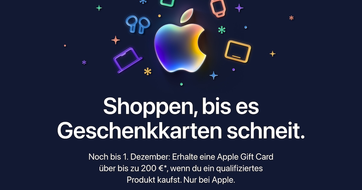 Apple am Black Friday: Bis zu 200 Euro Geschenkkarte gratis