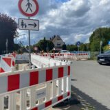 Absperrungen an der Uhlandstraßenbrücke in Herten-Disteln.