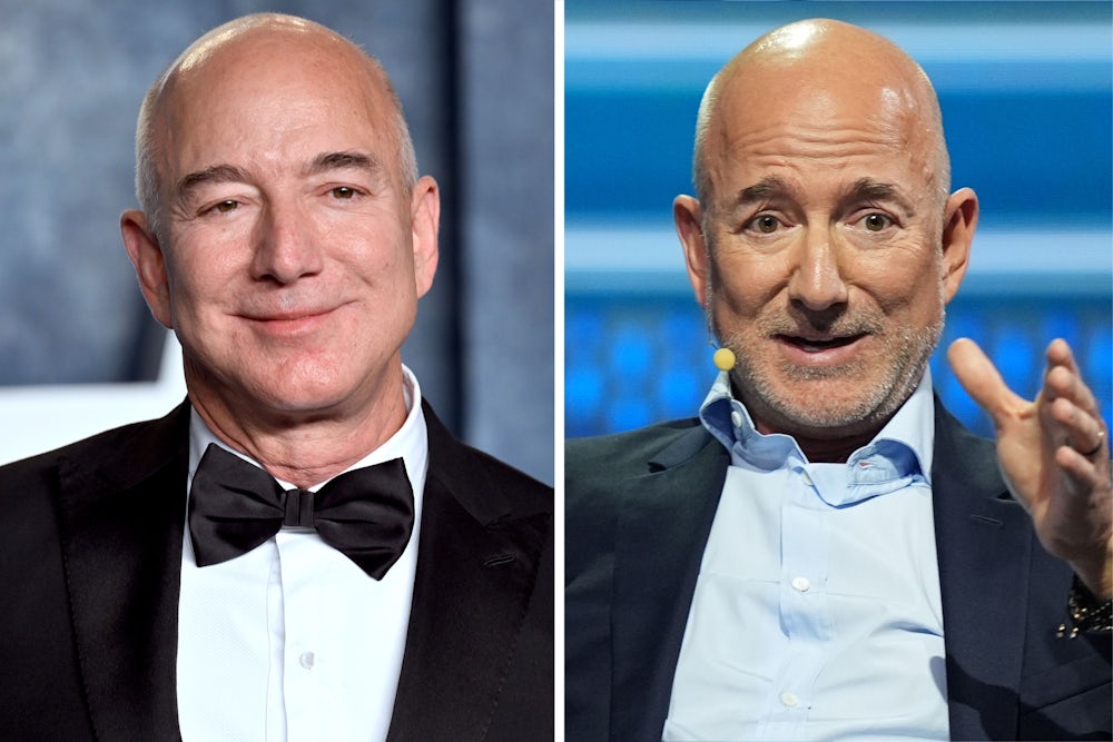 Jeff Bezos: Links sein Gesicht vor zwei Jahren, rechts sein aktuelles.