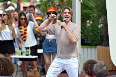 Vincent Gross als möglicher Kandidat fürs Dschungelcamp 2026? Hier zu sehen während der ZDF - Unterhaltungsshow Fernsehgarten am 23.06.2024 in Mainz.