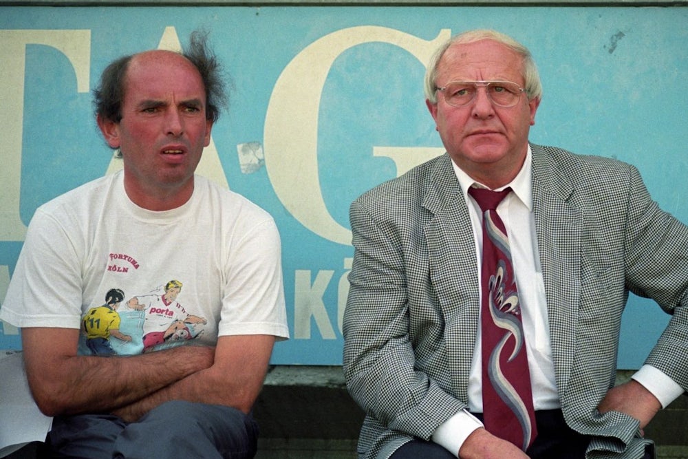 Eine Beziehung, die es im deutschen Profigeschäft wohl kein zweites Mal gegeben hat: Präsident Jean Löring (rechts) und Trainer Hannes Linßen bei Fortuna Köln.