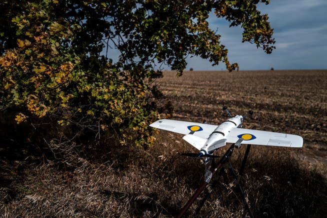 Eine Abfangdrohne der ukrainischen Armee steht zum Start bereit.