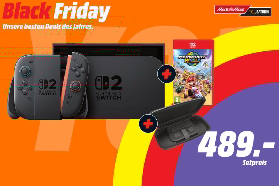 Nintendo Switch 2 + Mario Kart World + Hülle für 489 Euro.
