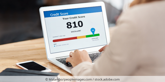 Bank employee checking a credit score.