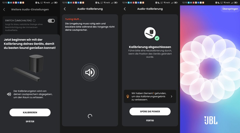 Die Kalibrierung kann man zu einem späteren Zeitpunkt erneut durchführen. Dabei erkennt die Software auch, ob Lautsprecher verdeckt sind, die ein optimale Kalibrierung verhindern.