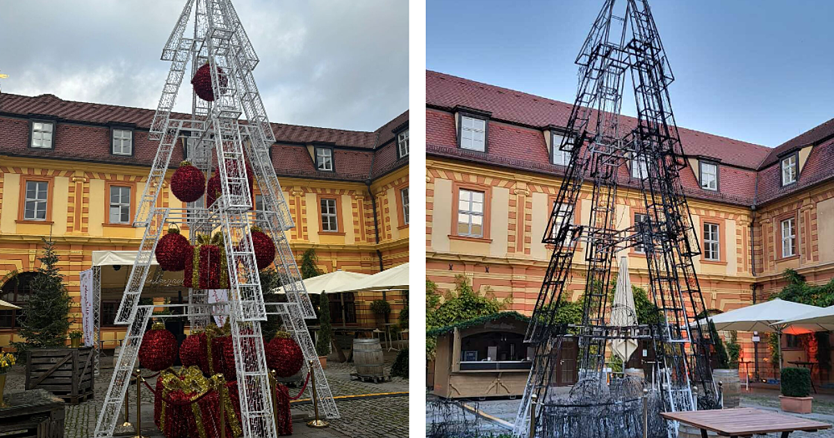 Würzburg: Erster Christbaum der Stadt fängt…