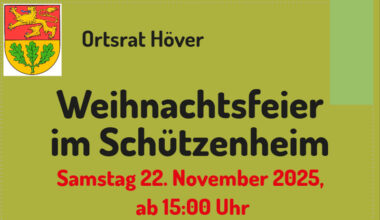 Weihnachtsfeier des Ortsrates für Senioren im Schützenheim Höver