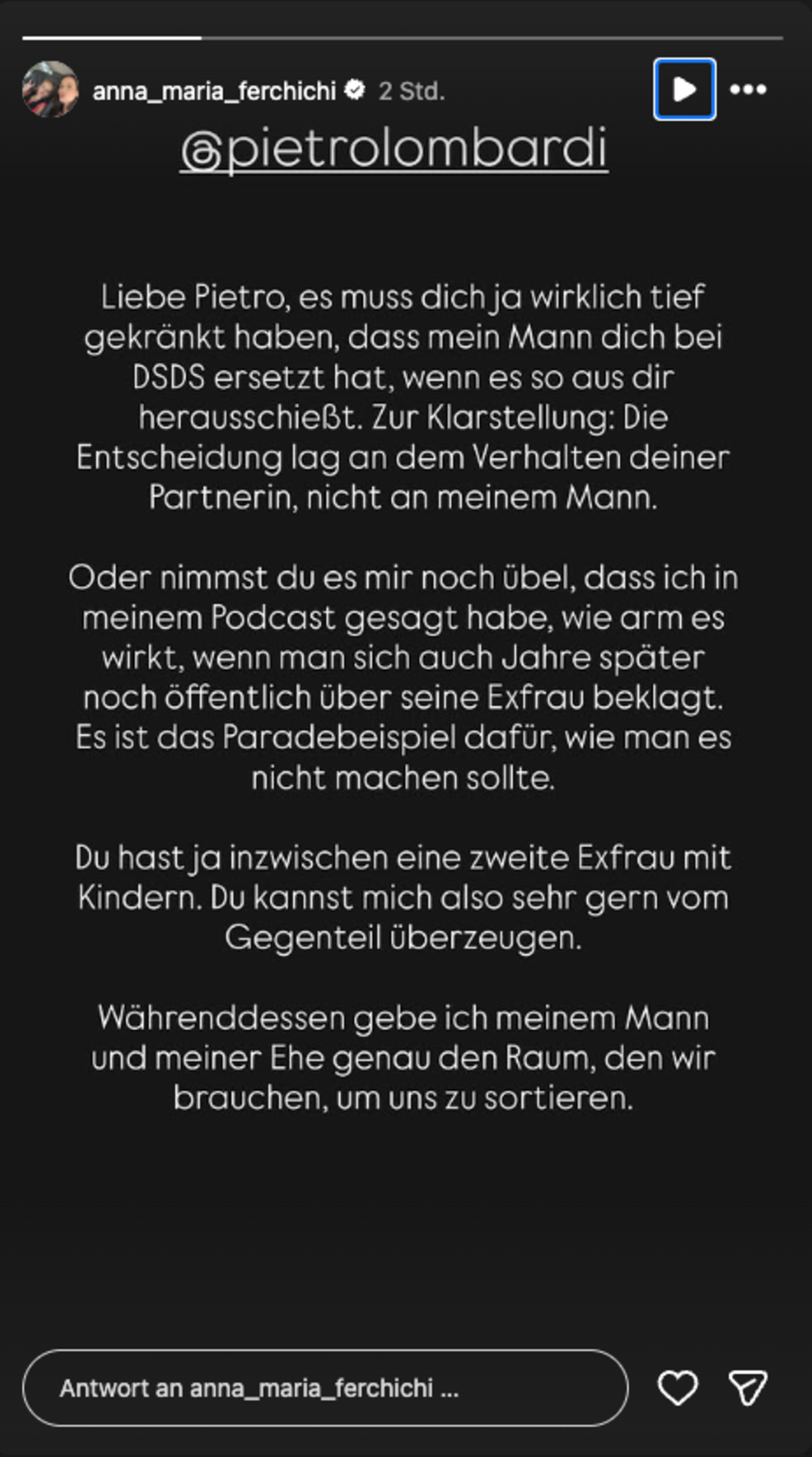 Konter gegen Pietro Lombardi: Anna Maria Ferchichi: "Tief gekränkt, dass mein Mann dich bei DSDS ersetzt hat"